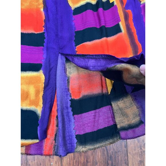 Vtg Maren Mystics Rayon Colorful Tribal Tropical Block Print Boho Midi Skirt SM - Picture 7 of 7